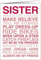 To Sister - Happy Birthday - From Sibling - Pink - Text as Art card