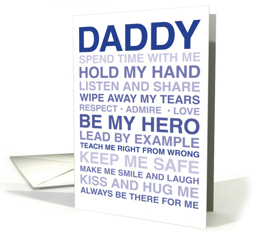 For Daddy/Father  Any Occasion  Blank Inside  Text as Art card