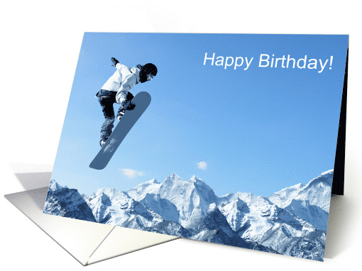 Happy Birthday for Him  Masculine  Snowboarder Catching Air card