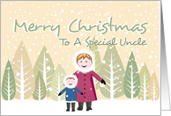 Christmas wishes for a Special Uncle- Children playing in snow. card