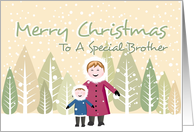 Christmas wishes to A Special Brother- Children playing in snow. card