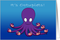 Octuplets Birth Announcement: Octopus Holding 8 Girls card