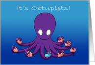 Octuplets Birth Announcement: Octopus Holding 7 Girls and 1 Boy card