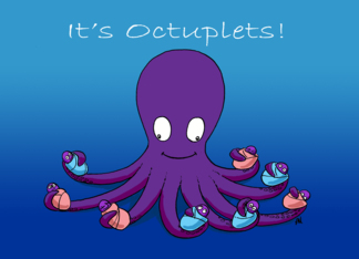 Octuplets Birth Announcement: Octopus Holding 4 Girls and 4 Boys