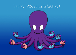 Octuplets Birth Announcement: Octopus Holding 3 Girls and 5 Boys