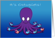 Octuplets Birth Announcement: Octopus Holding 2 Girls and 6 Boys card