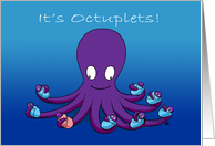 Octuplets Birth Announcement: Octopus Holding 1 Girl and 7 Boys card