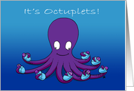 Octuplets Birth Announcement: Octopus Holding 8 Boys card