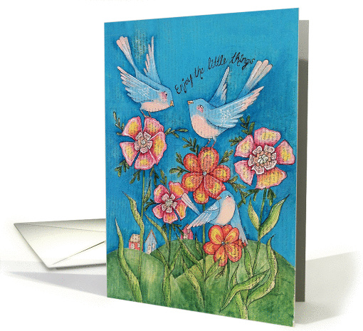 Inspirational whimsical blue birds card (1340214)