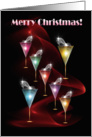 Christmas Card - Colorful Goblets - Merry - Sparkling Drinks card