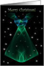 Young Girl on Christmas - Green Holiday Gown with Sparkling Stars card