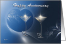 Wedding Anniversary Two Silver Heart Goblets with Blue card