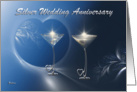 Spouse Silver Anniversary Wedding Glasses in Silver and Blue card