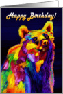 Happy Birthday Bear Wishes You Rainbow Colours card