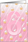 Birthday 6th Cute Cherry Cupcake - Pale Pink Stripes card