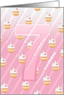 Birthday 7th Cute Cherry Cupcake - Pale Pink Stripes card