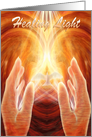 Golden Spiritual Light Healing Hands - White Dove Get Well card