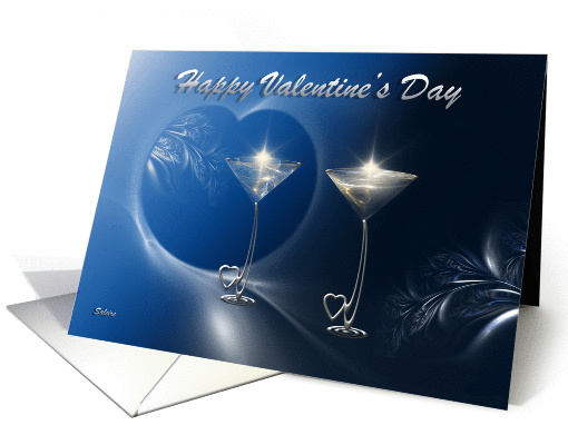 Valentine's Day Silver Heart Goblets with Blue card (1343602)