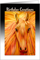 Golden Stallion Birthday Wishes for Horse Lover card