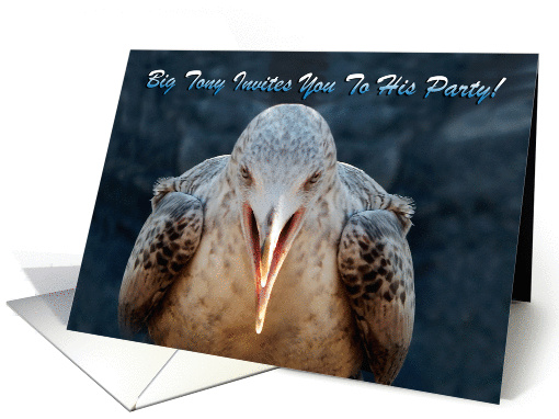 Funny Party Invitation from Big Tony the Gangster Seagull card