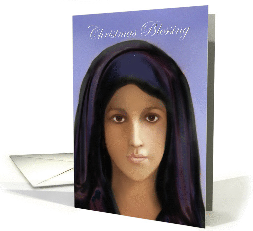 Christmas Blessing - Mary Magdalene Portrait in Blue Purple card