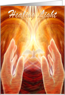 Golden Spiritual Light Healing Hands - White Dove Get Well card