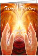 Golden Sacred Spiritual Light Healing Hands - White Dove Get Well card