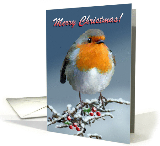 Christmas Robin Redbreast - Snow Branch Berries card (1347242)