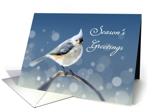 Season's Greetings - A Tufted Titmouse sitting on a Twig,... (1347204)