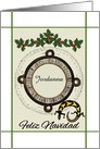 Feliz Navidad - Spanish - Merry Christmas - Add Name in Aztec Frame card