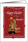 Grandson Happy Easter - Easter Bunny / Red Tulip / Easter Egg Basket card