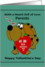 Parents Valentine / Cartoon Dog with U R DA BESTEST Valentine card