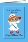 Mre / French Mother Valentine -Happy Valentine’s Day / Cartoon Nurse card