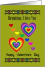 Grandson Happy Valentine’s Day / Vibrant Coloured Hearts card
