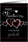 Godmother Happy Valentine’s Day - Red / White Hearts on Black card