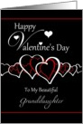 Granddaughter Happy Valentine’s Day - Red / White Hearts on Black card