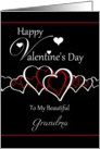 Grandma Happy Valentine’s Day - Red / White Hearts on Black card