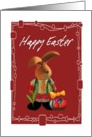 Happy Easter - General -Easter Bunny / Red Tulip / Easter Egg Basket card