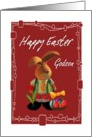 Godson Happy Easter - Easter Bunny / Red Tulip / Easter Egg Basket card