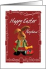 Nephew Happy Easter - Easter Bunny / Red Tulip / Easter Egg Basket card