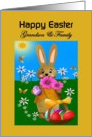 Grandson - Family - Happy Easter - Easter Bunny with Egg Basket card