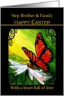 Step Brother and Family - Happy Easter - Monarch Butterfly on a Daisy card