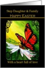 Step Daughter & Family - Happy Easter - Monarch Butterfly on a Daisy card