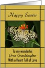 Great Granddaughter Happy Easter - Black-White-Yellow Butterfly card