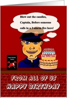 Captain / Firefighter- From All Of Us - Firefighter with a B-Day Cake card