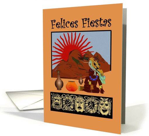 Felices Fiestas - Happy holidays in Spanish - General - Mayan Art card