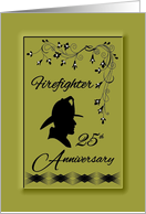 Firefighter- 25th Anniversary - Flourish with Black Fireman Silhouette card