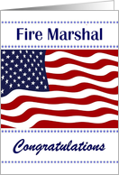 Fire Marshal Congratulations - USA Flag - Stars & Stripes card