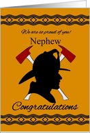 Nephew Firefighter Graduation Congratulations - Firefighter Silhouette card