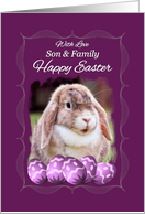 Son and Family Happy Easter - Lop-eared Rabbit with Easter Eggs card